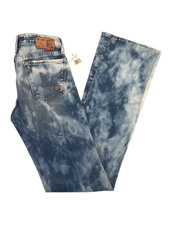 Big Star Bootcut Denim - Big Star Flare Jeans 27R Bleach Wash Stretch Denim USA Retro Y2K Hippie